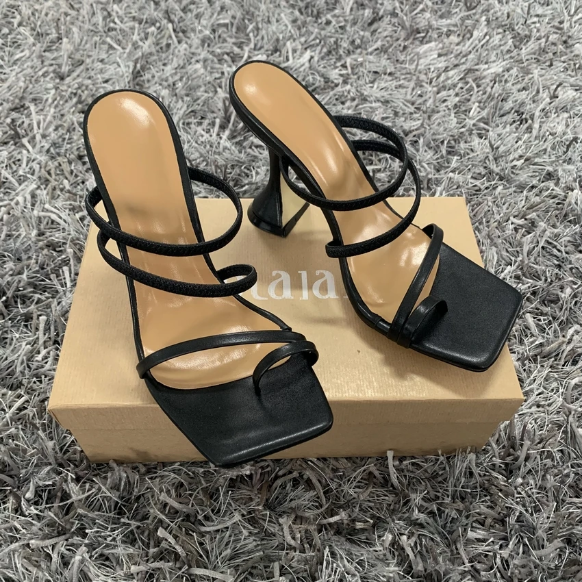 2021 nuove donne estive sandali punta quadrata donna tacco muli Sexy tacchi alti sandali pantofole moda donna scarpe da donna 10.5CM