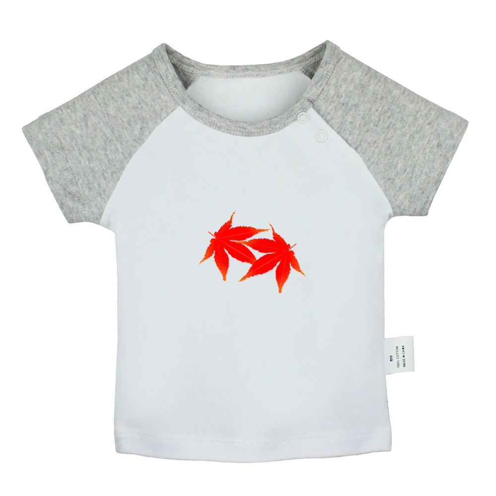 

Beautiful Literary Style Red Maple Leaf Design Newborn Baby T-shirts Toddler Graphic Raglan Color Short Sleeve Tee Tops