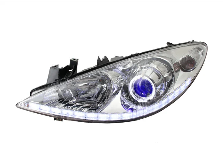 Eosuns Led Headlight for Peugeot 307 Cob Angel Eye DRL Daytime Running Light With Projector Lens