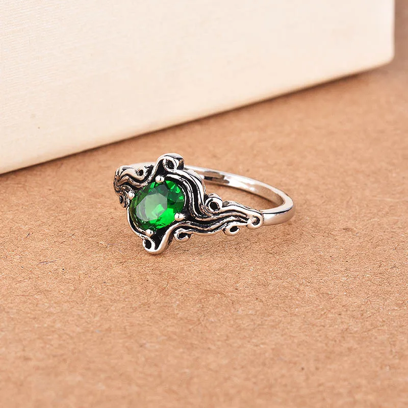 Vintage Ring 925 Silver Jewelry with Sapphire Gemstone Finger Rings for Women Wedding Party Gift Ornaments Wholesale Size 6-10