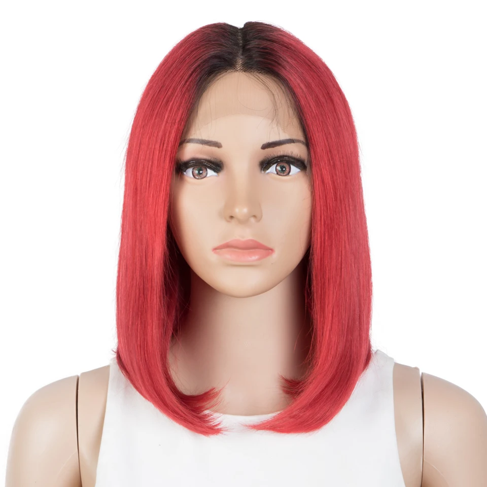 Sleek Short Human Hair Wigs For Women 13X5X2 Straight Bob Lace Front Wig Blonde Pink Red Colored Remy Brazilian Hair Hair Wigs