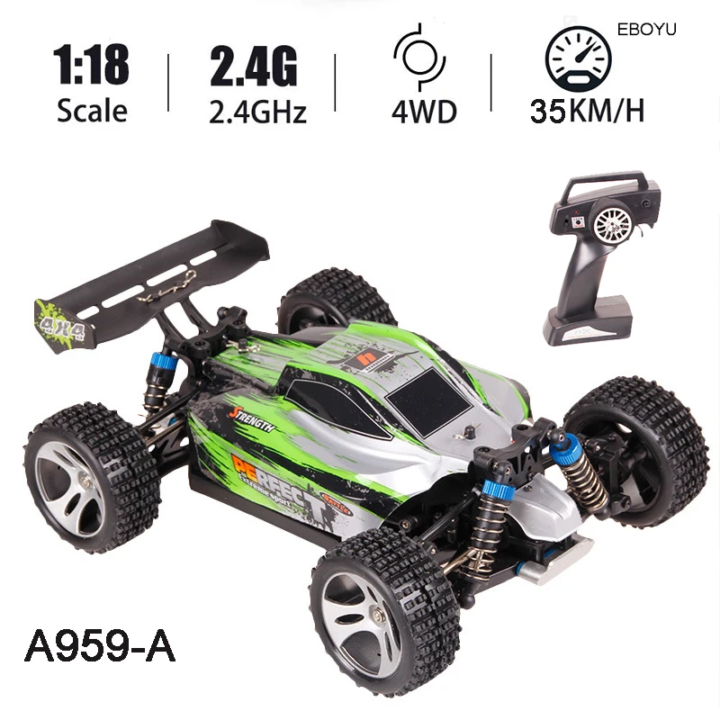 WLtoys A959A A959-A RC Car 2.4GHz 1:18 Scale 4WD 35KM/H High Speed Racing Car Remote Control Off Road Car Vehicle for Kids