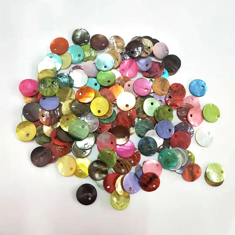 500pcs Colorful Shells Buttons 10MM Colorful Spray Paint Natural Shell Beads Material, Jewelry and Apparel Making Craft Kits