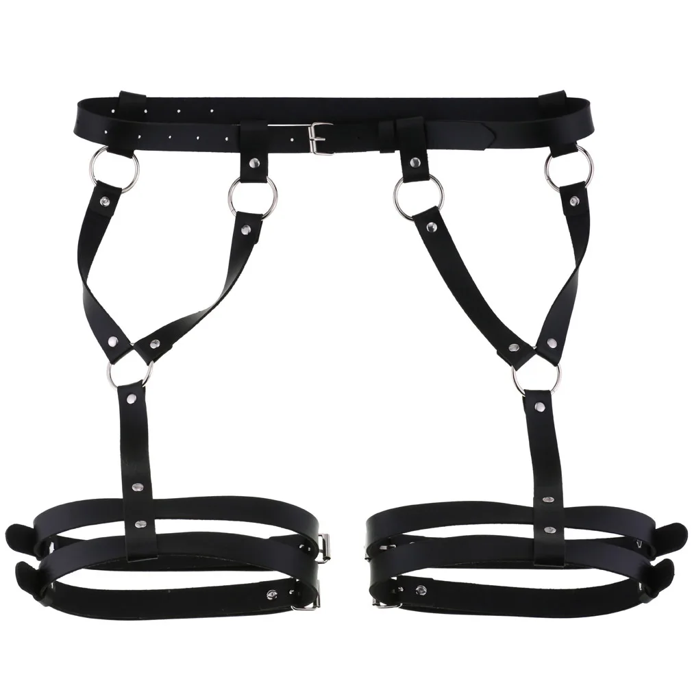 2022 Sexy PU Leather Leg Sword Garter Body Bondage Belts for Women Black Harness Belt Waist Strap Punk Gothic Clothes Lingerie