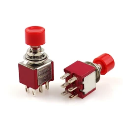 Rosso 6 pin SPDT momentaneo AC 2A/250V 5A/120V pulsante interruttore a pulsante 1 NO 1 NC