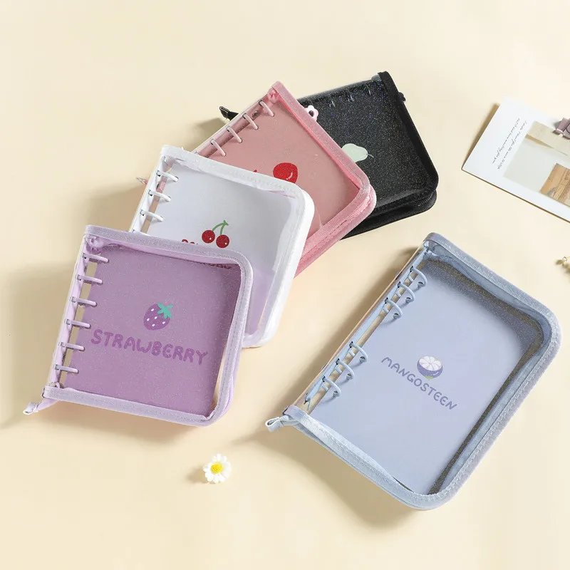 MINKYS New Kawaii A7 Zipper  Binder Notebook Kpop Photocard Collect Book Journal Diary Agenda Planner Bullet School Stationery