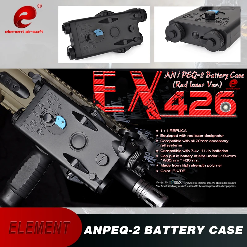 

Element Airsoft Tactical Flashlight AN PEQ-2 Red Laser Battery Case Box No-function ANPEQ-2 Airsoft Box Weapon Light EX426