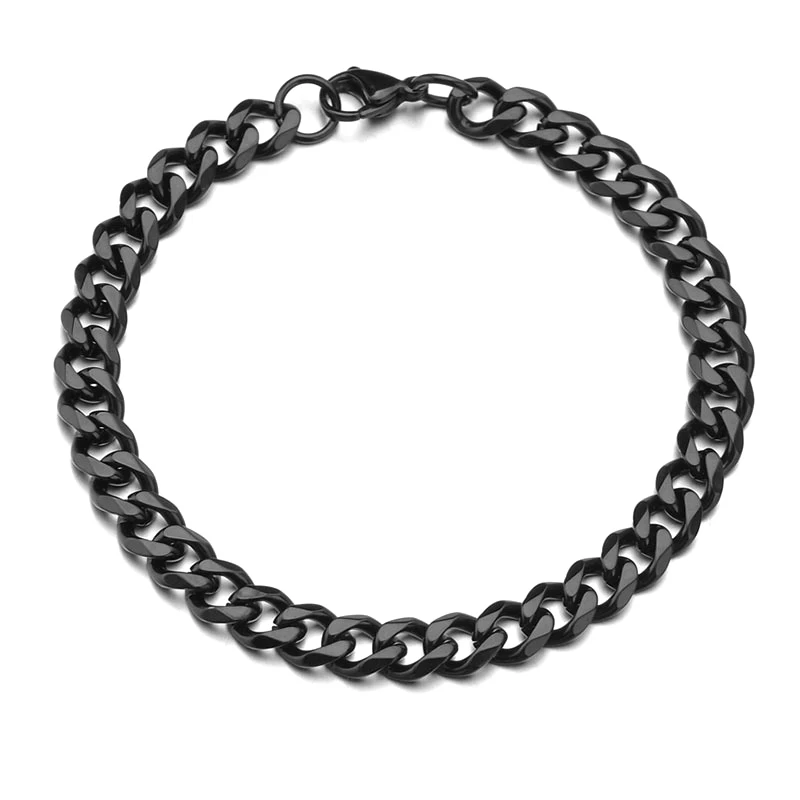 Lucido Bracciale In Acciaio Inossidabile per le Donne Degli Uomini di Colore Nero Oro Punk Casual Curb Cuban Link Catena Braccialetto 3/5/7/9