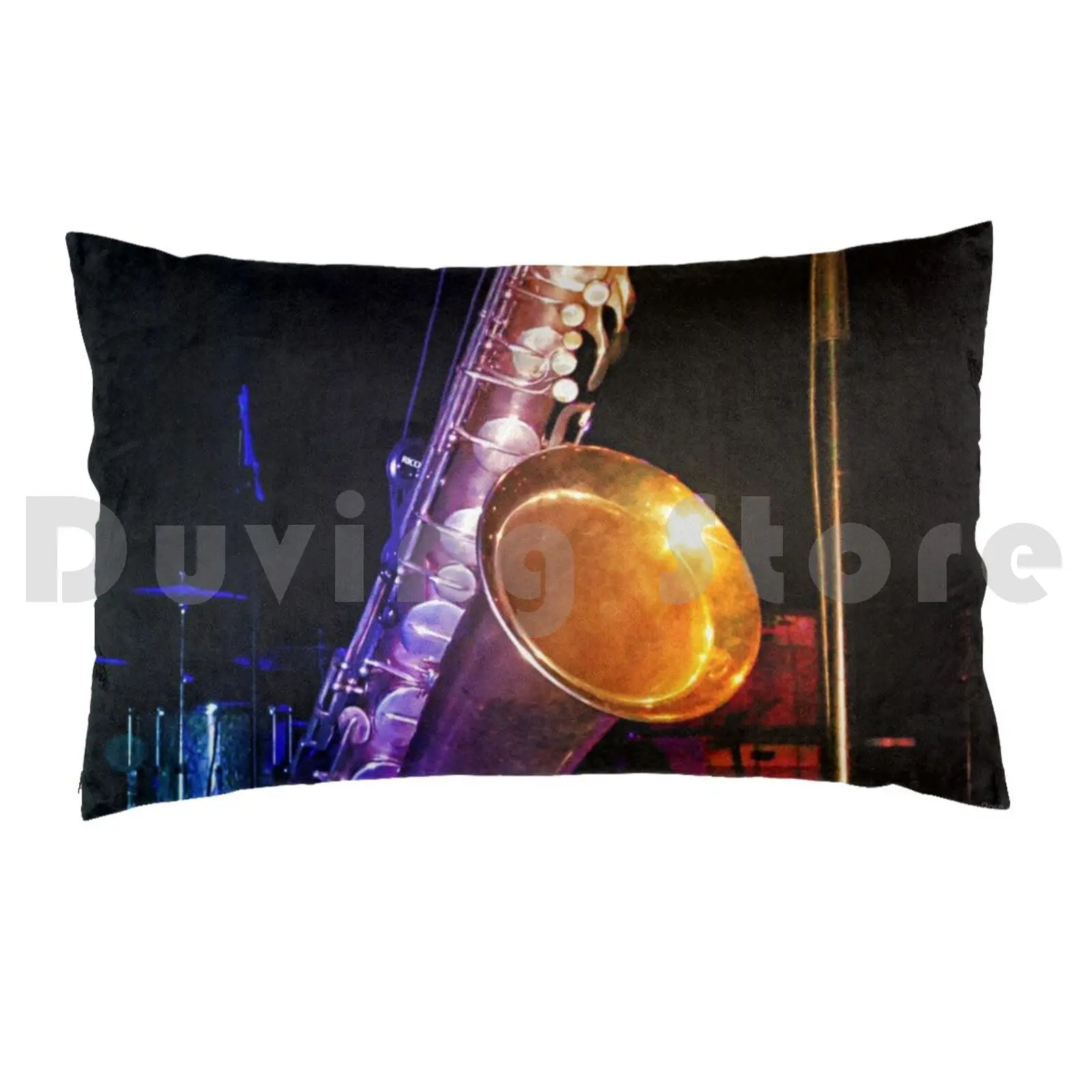 Jazzy Tone Colours-Bari Sax Pillow Case 20*30 Inch Saxophone Baritone Instrument Music Woodwind Stage Nikon Low