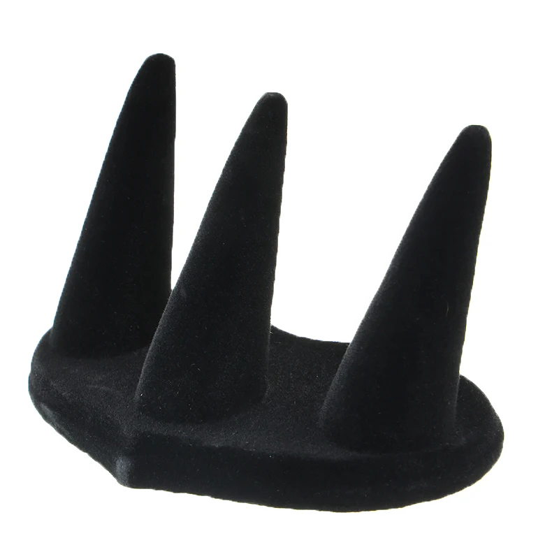 Fingertip Ring Stand Display, Jóias Titular, Showcase, Jewel Organizer, Black Velvet, Finger Cone, Novo