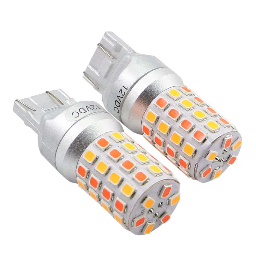 Dual Kleur 7443 7444 T20 W21/5W Led Licht Voor Lada Kalina Granta Vesta Drl Lampen 12V wit En Geel 2835 Smd 6W