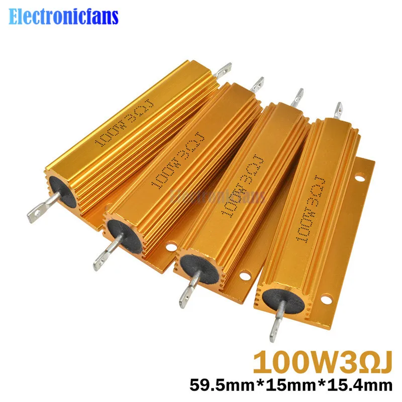 100W Aluminum Power Metal Shell Case Wirewound Resistor ±5% 0.1R 0.5R 1R 2R 6R 8R 10R 20R 100R 1K ohm Aluminium Shell Resistor