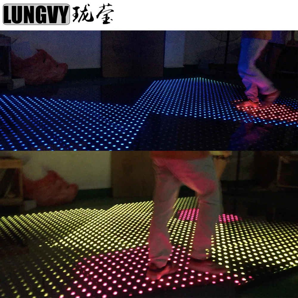 64pcs 5050 SMD RGB 3in1 Interactive 8x8 Pixels 64 Dot Interactive Led Sensor Floor Light Portable Dance Floors Dancing Panels