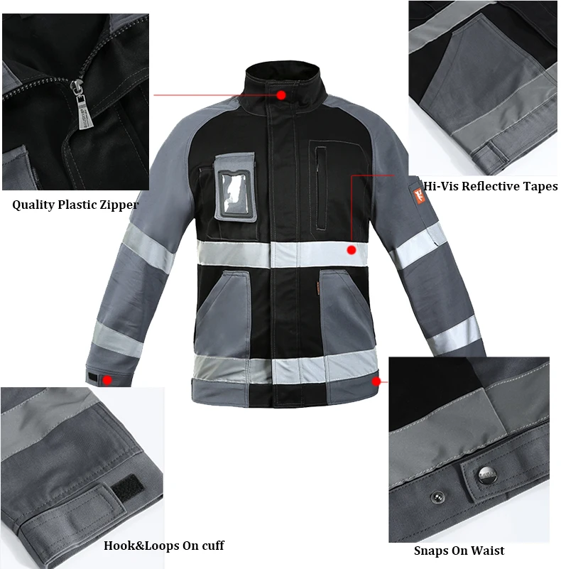 Men\'s Workwear Clothes Work Jacket Work Wear With Reflective Tapes Working Clothing