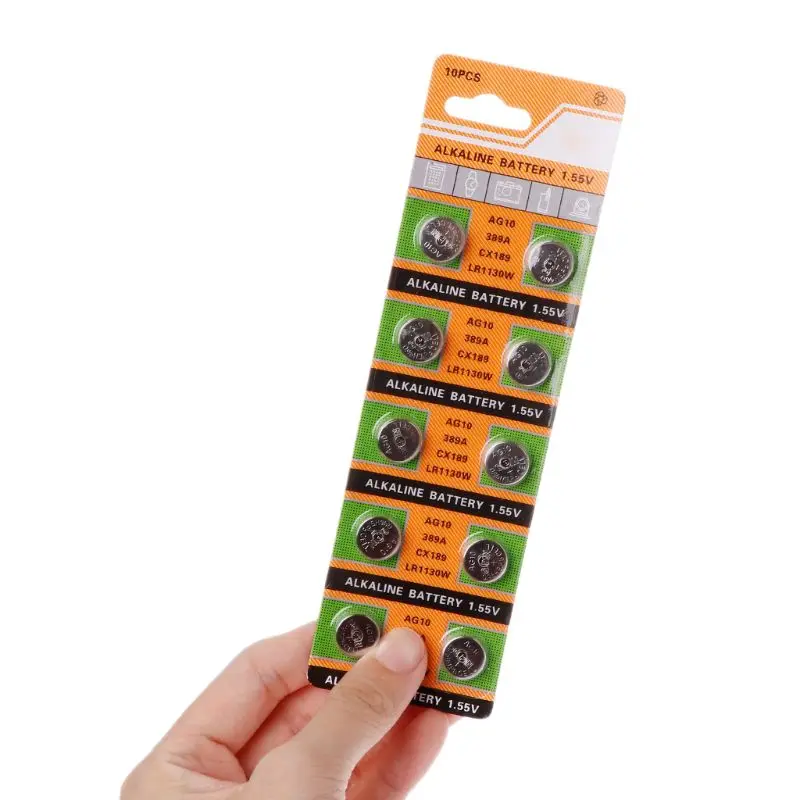 10PCS Button Coin Cell Battery AG10 1.5V Watch Batteries SR54 389 189 LR1130 SR1130 Control Remote HX6A