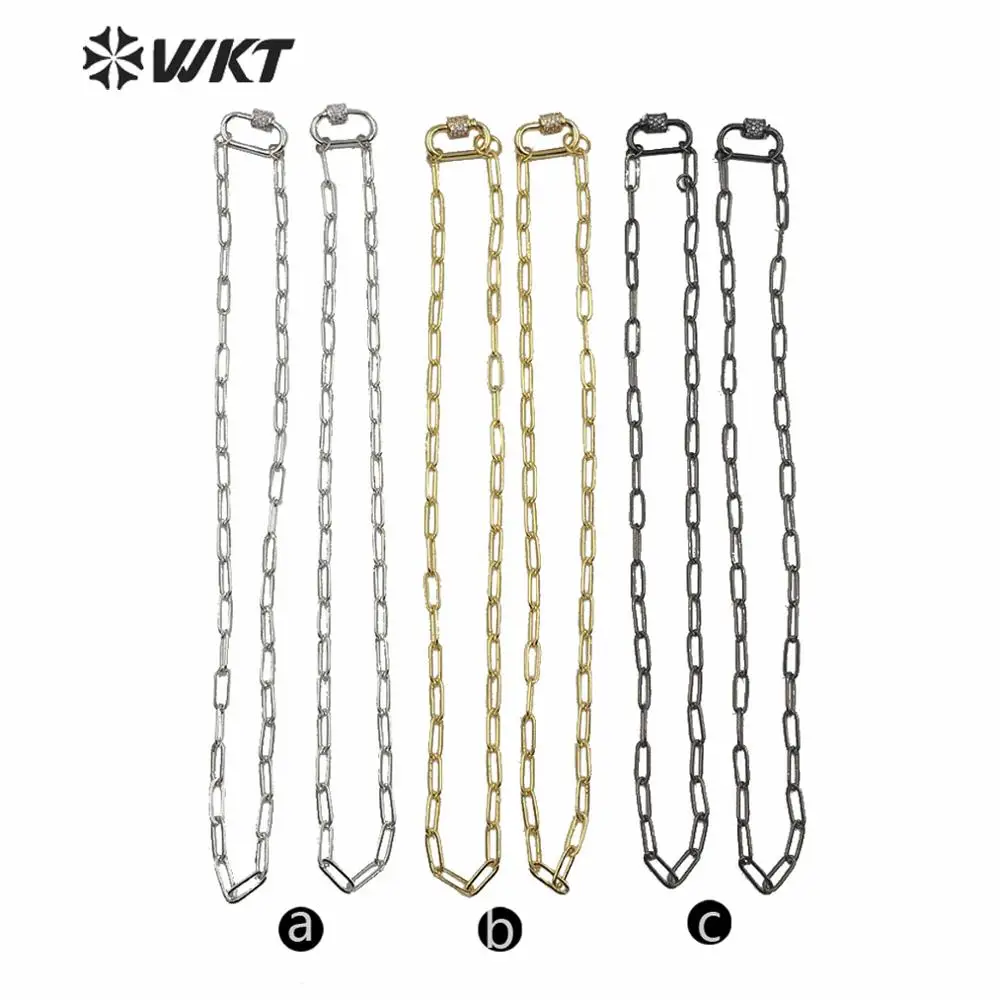 WT-N1223 Most Popular Long Link Yellow Brass Chain Necklace Can Be Adjustable For Friends Daily ACC