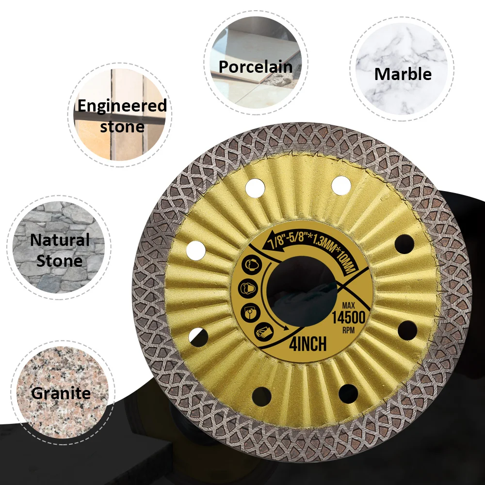 4" Diamond Tile Blade Porcelain Porcelain Saw Blade Turbo Diamond Blade For Granite Marble Ceramic Tile Cutting Disc