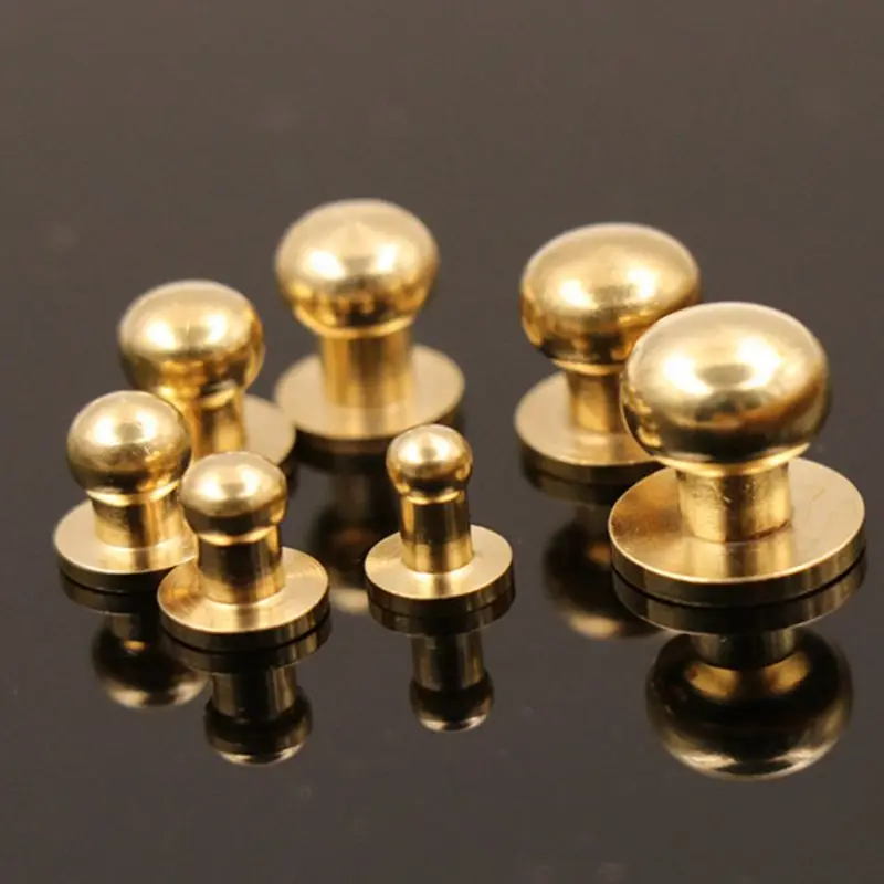 

10Pcs 5-12mm Solid Brass Round Head Stud Spot Screwback Screw Back Chicago Screw Nail Rivet Nipple Buckle Leather Craft Bag Belt