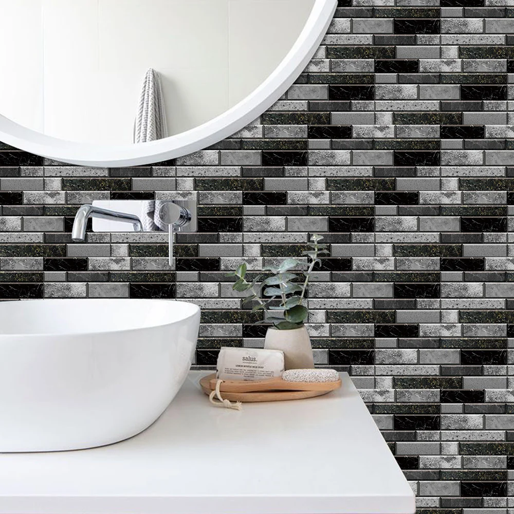 European-style complex black stone ancient tile stickers wall stickers decorative wallpaper renovation waterproof and moisture-p