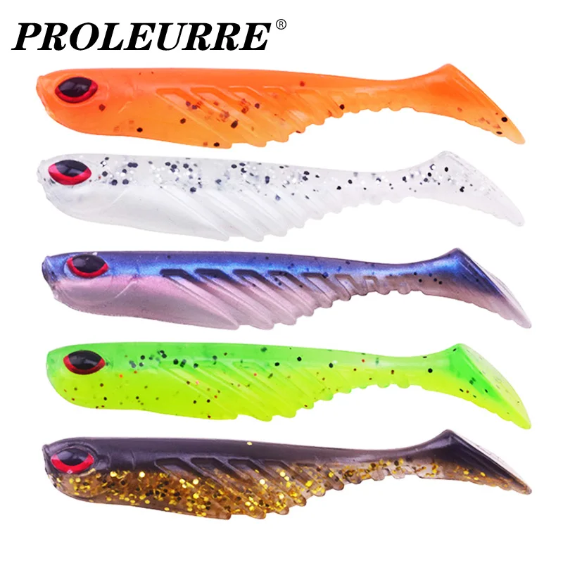 

5Pcs/Lot Shad Silicone Soft Bait 7cm 3g 3D Eyes T Tail Fish Worm Fishing Lure Swimbaits Artificial Baits Jig Wobblers Tackle