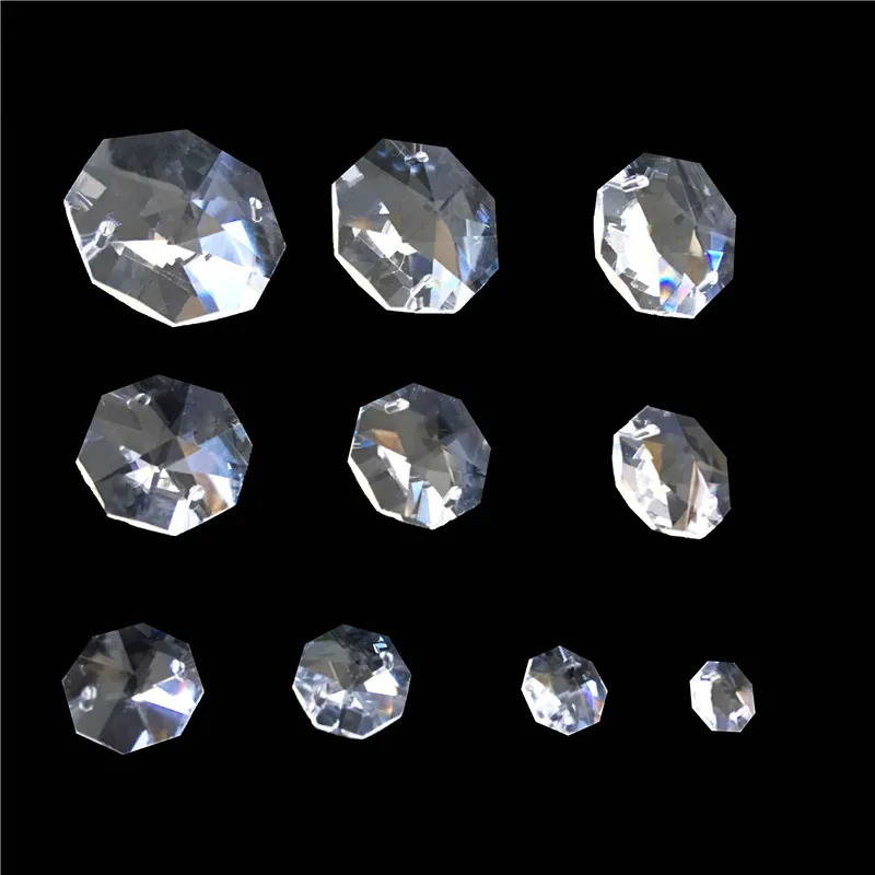 Clear 10mm 14mm 16mm 20mm 30mm 40mm 50mm Crystal Octagon Beads Glass Chandelier Prim Beads for Suncatcher Chandelier Decor