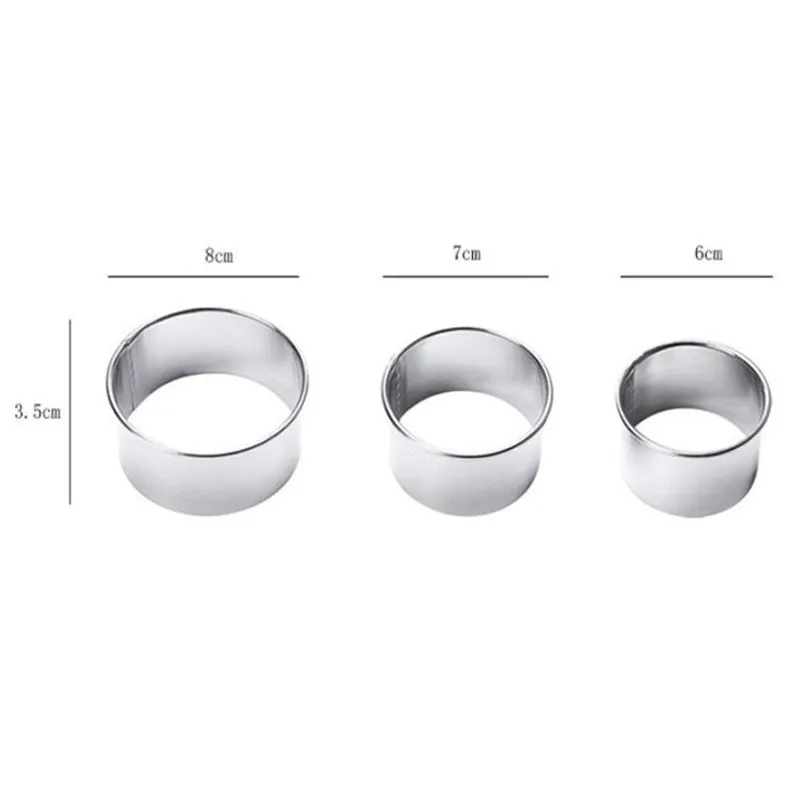 3 قطعة/المجموعة الفولاذ المقاوم للصدأ الزلابية المستديرة قوالب القاطع صانع كوكي كعكة المعجنات المجمع قطع العجين اكسسوارات أداة المطبخ #4