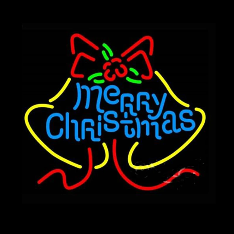 Merry Christmas Poinsettia Flower Neon Sign Real Glass Tube Bar Home Party KTV Store Restaurant Decor Display Light Lamp 17