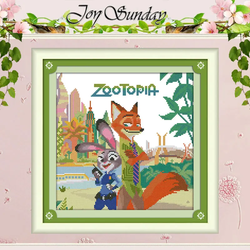 Zoo Cartoon Patterns Counted Cross Stitch Set DIY 11CT 14CT 16CT Stamped DMC Cross-stitch Kit Embroidery Needlework Home Decor