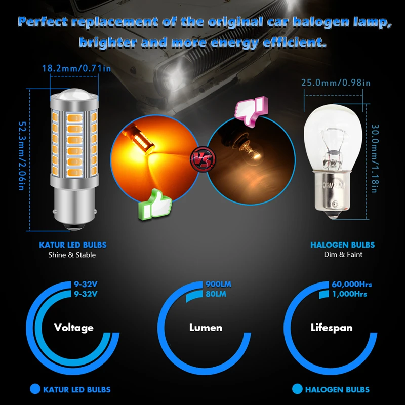 2pcs 1156 BAU15S PY21W 7507 LED Bulbs For Cars Turn Signal Lights Amber/Orange Lighting White Red Blue 5630 5730 33SMD