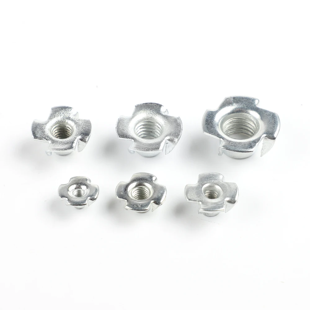 10PCS M3 M4 M5 M6 M8 M10 Zinc Plated Four Claws Nut Speaker Nut T-nut Blind Pronged Tee Nut Furniture Hardware