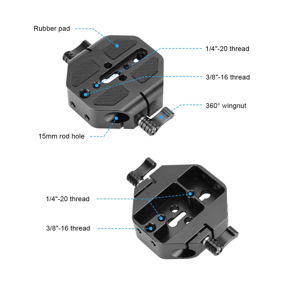 KIMRIG Universal Low Profile Dslr Camera Base Plate With 15mm Rod Rail Clamp Such As for Sony Fs7, For Sony A7 Series C100/300