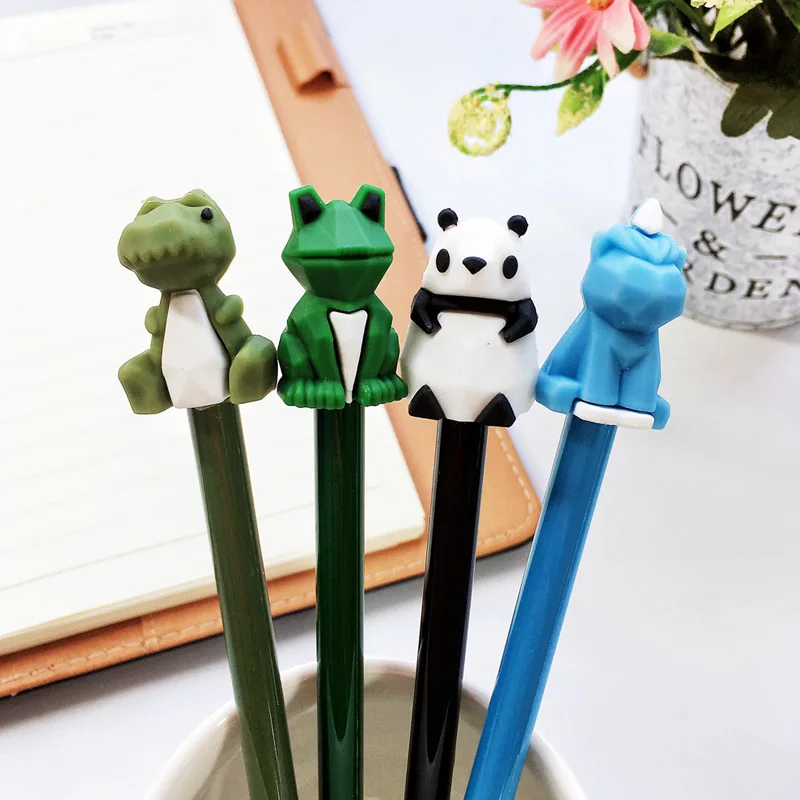 50PCS Cartoon Blackwater Student Signature Pen Cute Dinosaur Panda Geometric Section Animal Gel Pens stationery