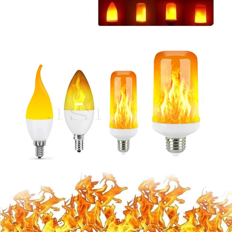 

E27 E14 LED Flame Effect Lamp 12W Led Dynamic Fire Light Bulb 110V 220V Led Creative Flame Lampara Christmas Decoration Lights