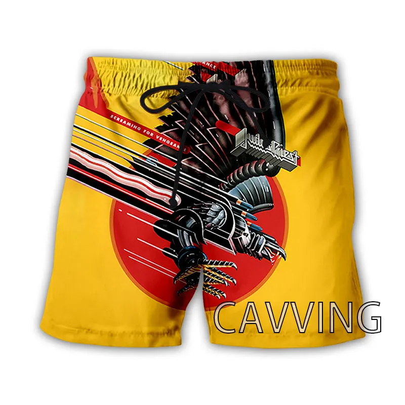 CAVVING-pantalones cortos de playa con estampado 3D para hombre y mujer, ropa de calle informal de secado rápido, banda de Judas Priest Rock, para