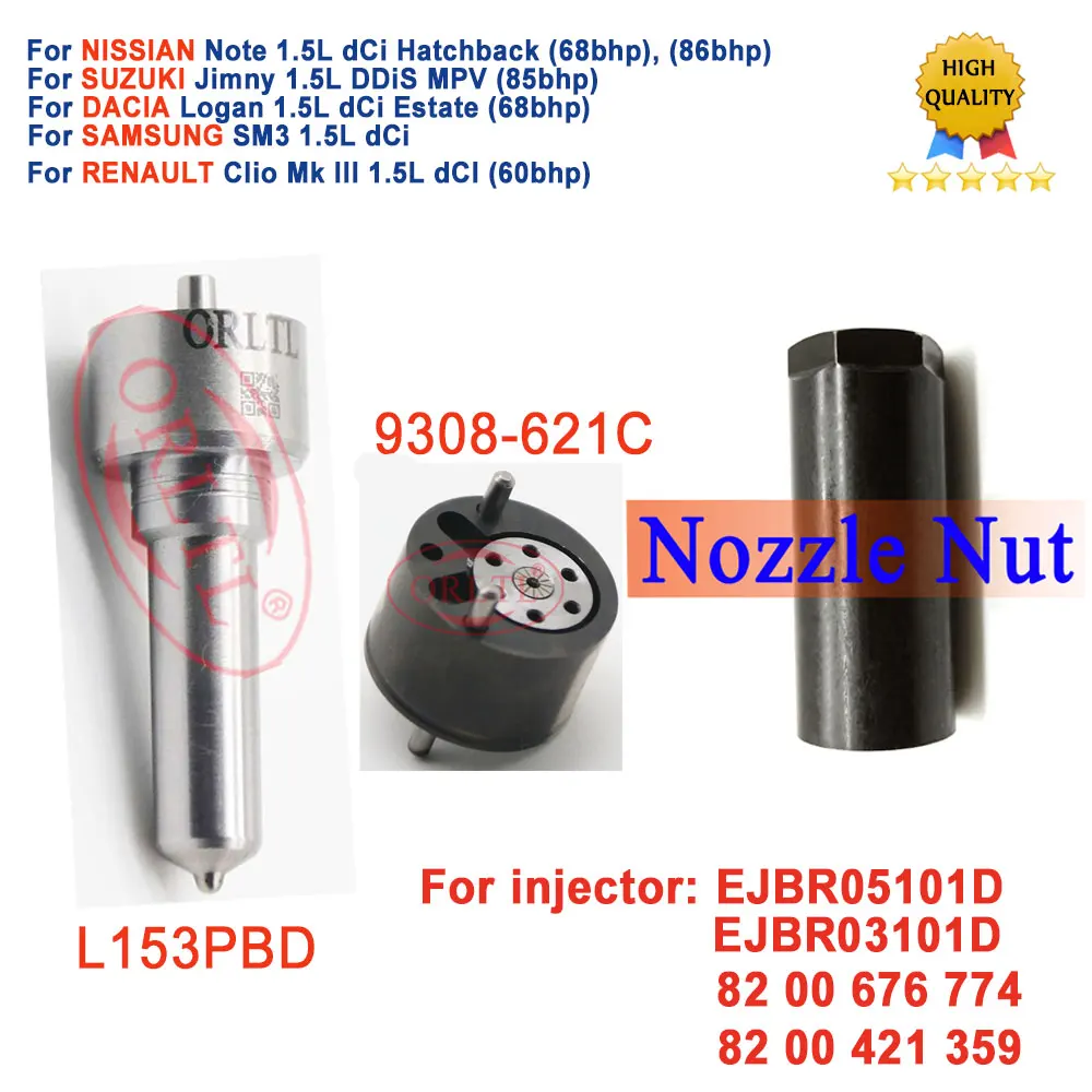 

EJBR05101D EJBR03101D Ремкомплекты для капитального ремонта форсунок Сопло L153PBD Клапан 9308-621C для RENAULT 82006774 28239294