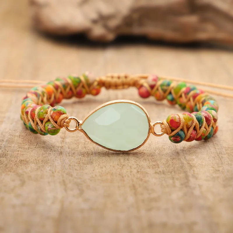 Bohemia Stone Charm Bracelet String Braided Macrame Yoga Friendship Lover Wrap Bracelet On Hand Birthday Jewelry Gift Wholesale