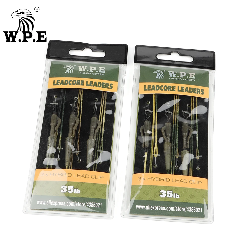 W.P.E linea di Pesca alla carpa 3 pz/pacco intrecciato piombo Core Leader capelli Rig Clip di piombo connettore girevole alimentatore carpa