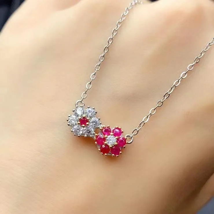 

New Arrival Real and Natural Ruby necklace pendant S925 sterling silver Natural real ruby Pendant