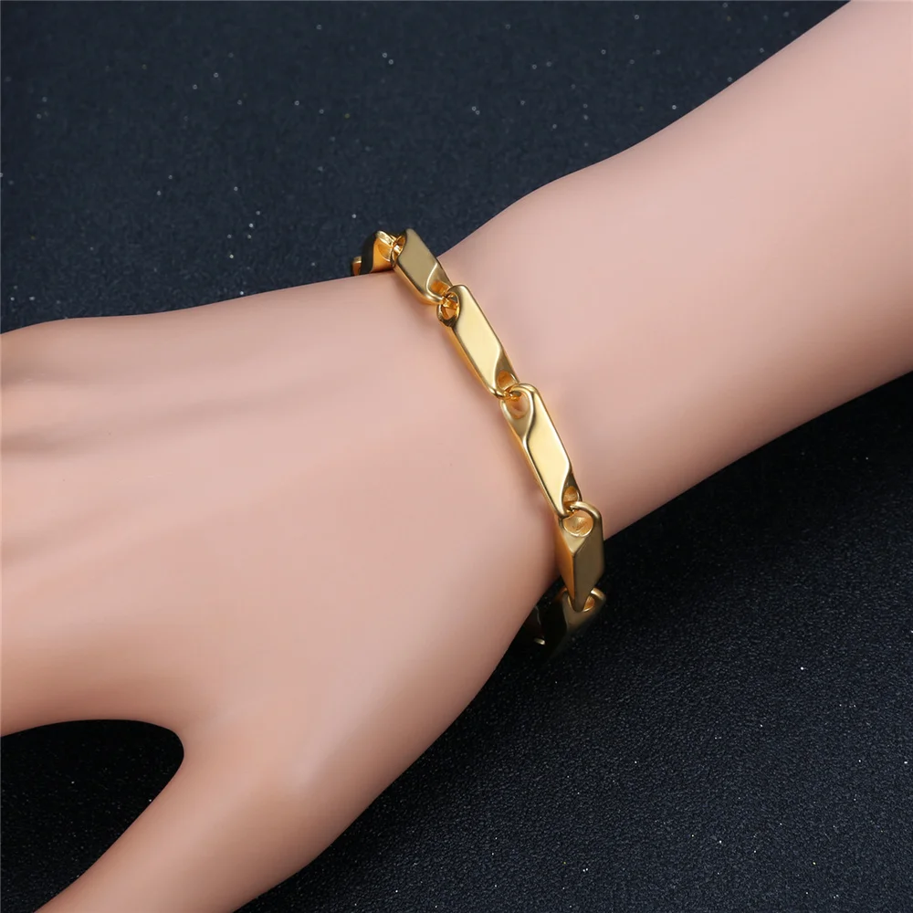 

Trendy Chain Men Bracelet Hiphop Gold Color 3/5mm Width Irregular Geometry Chain Bracelet For Men Women Jewelry Braslet 2021