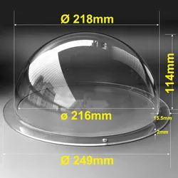 9.8 Inch High Speed Dome Acrylic Clear Cover Surveillance Camera Security Dome Protector Housing Dust Transparent Case 249x114mm