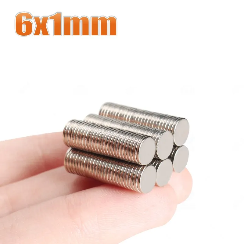 100Pcs Mini Small N35 Round Magnet 6x1 6x1.5 6x2 6x3 6x4 6x10 6x20 mm Powerful Magnet Neodymium Permanent NdFeB Magnets