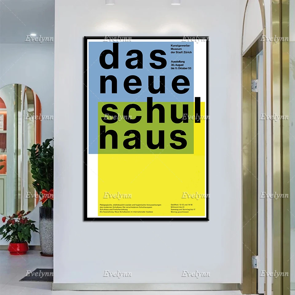 Exhibition Poster Das Neue Schulhaus 1953 By Carlo Vivarelli Modern Home Decor Prints Wall Art Canvas Modular Pictures Gift