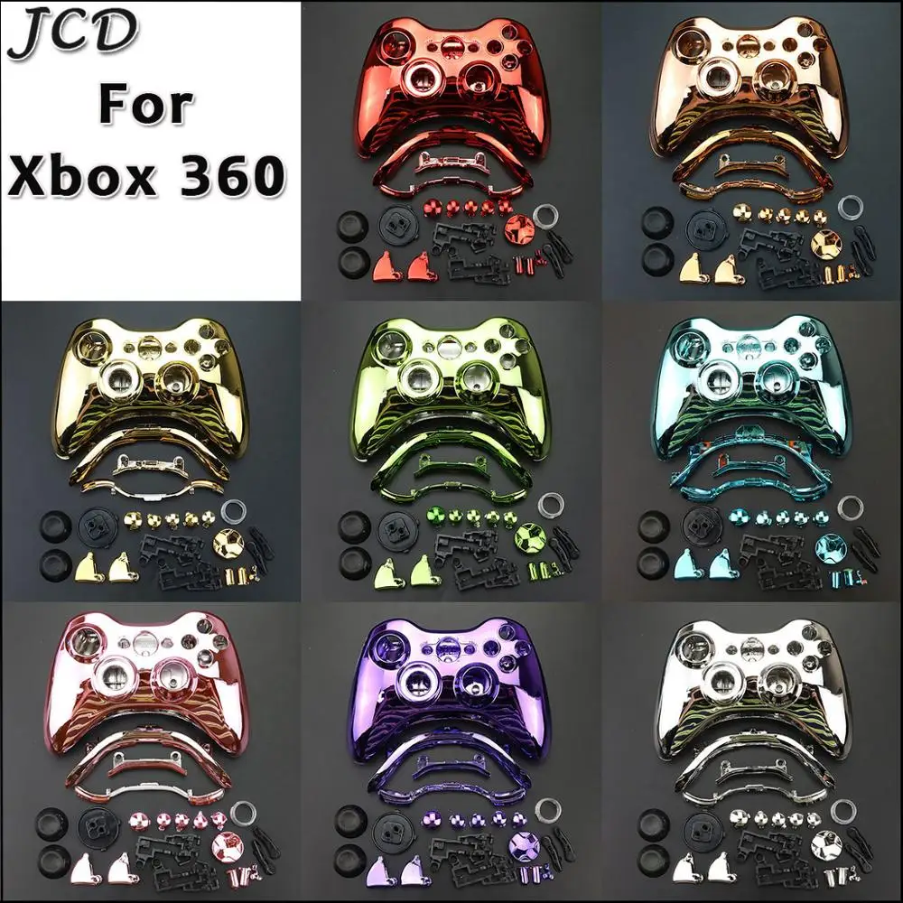 

JCD Chrome Controller Shell for Microsoft Xbox 360 Wireless Controller Shell Case Bumper Thumbsticks Buttons Game for Xbox 360