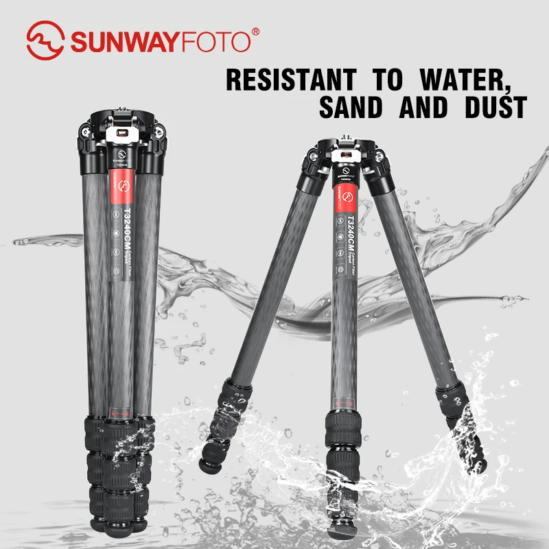 SUNWAYFOTO T3240CM Fiber Tripod for Video Camera Photography Weight Outdoor Tripod Waterproof,55.0lb Load