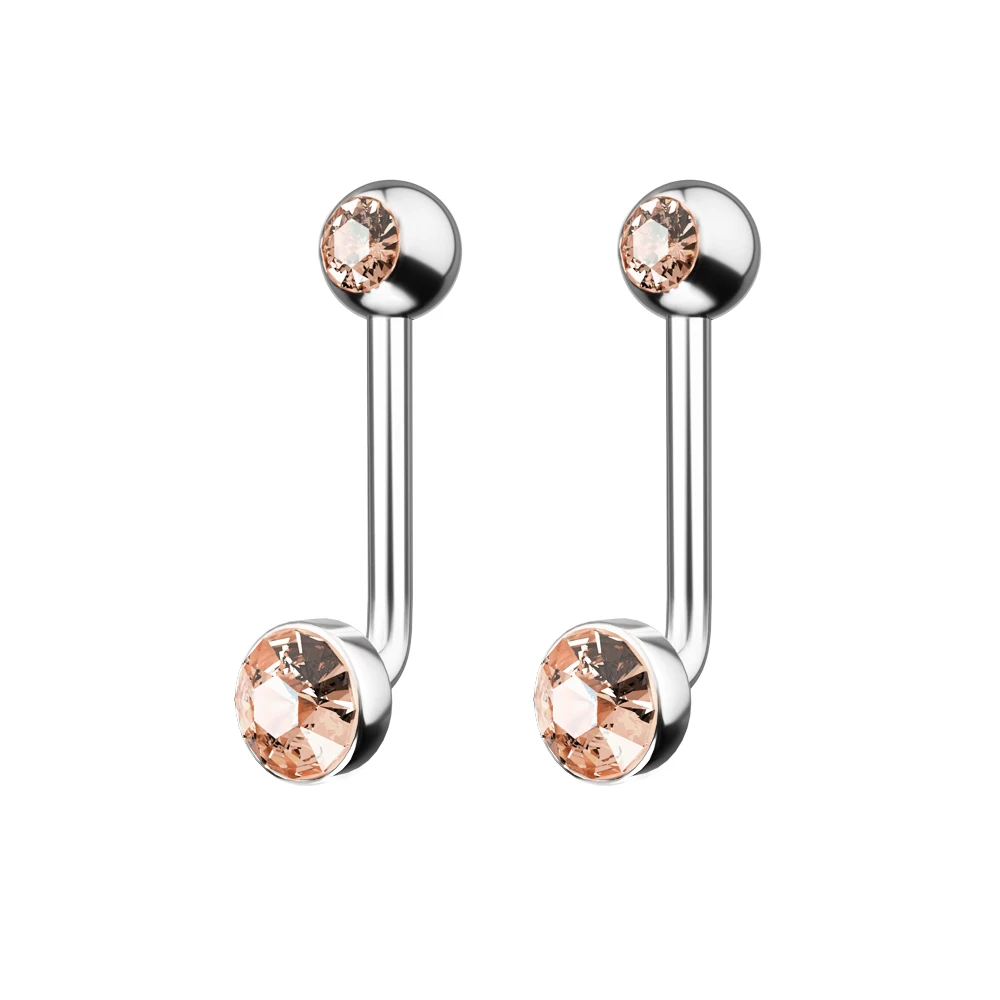 G23 Titanium Crystal Gem Vertical Hood Piercing Lip Ring