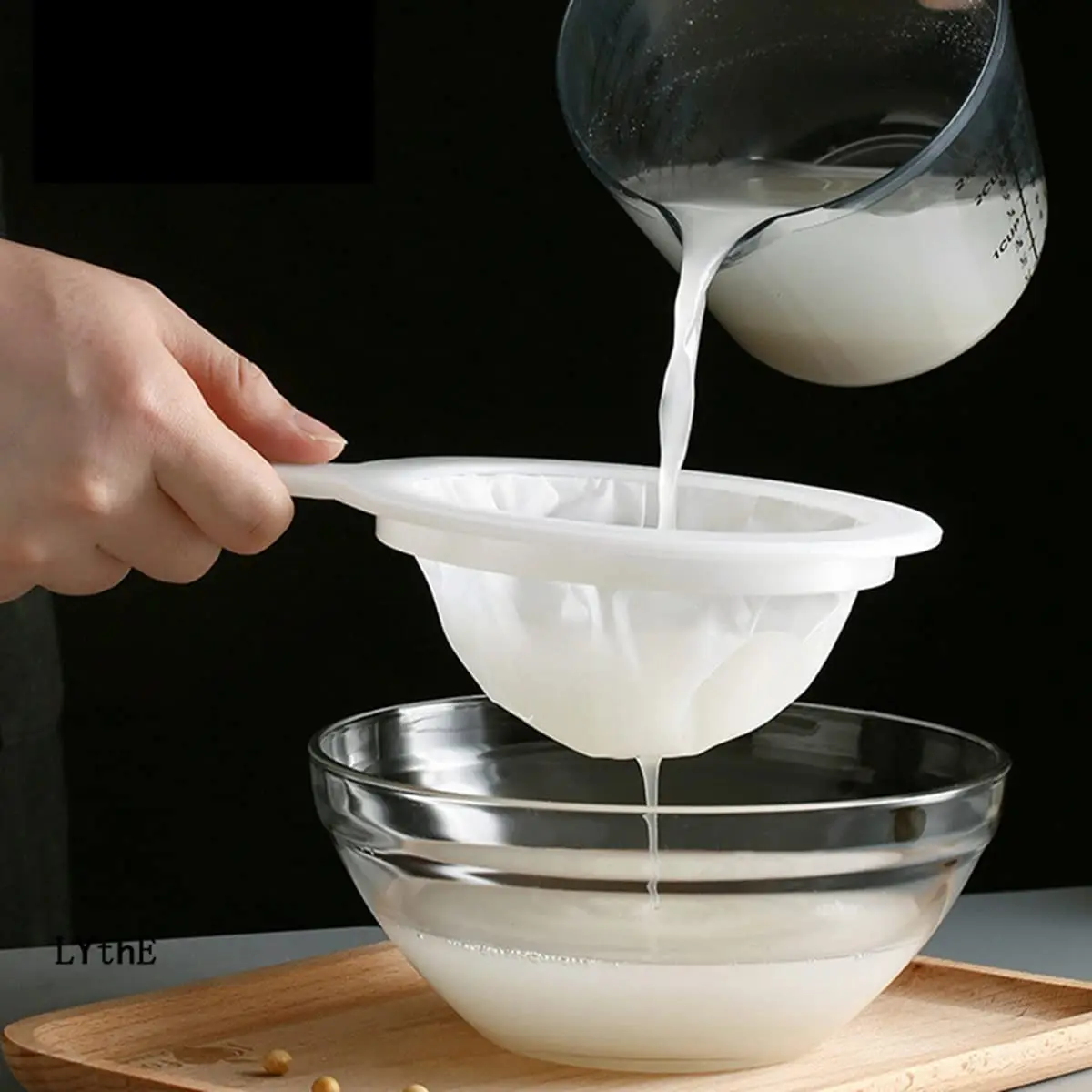 7pcs Nut Milk Bags Fine Mesh Strainer Spoon Reusable Food Strainers Bag Nylon Mesh Filters for Juices Cold Brew Soy Milk Tea image 3