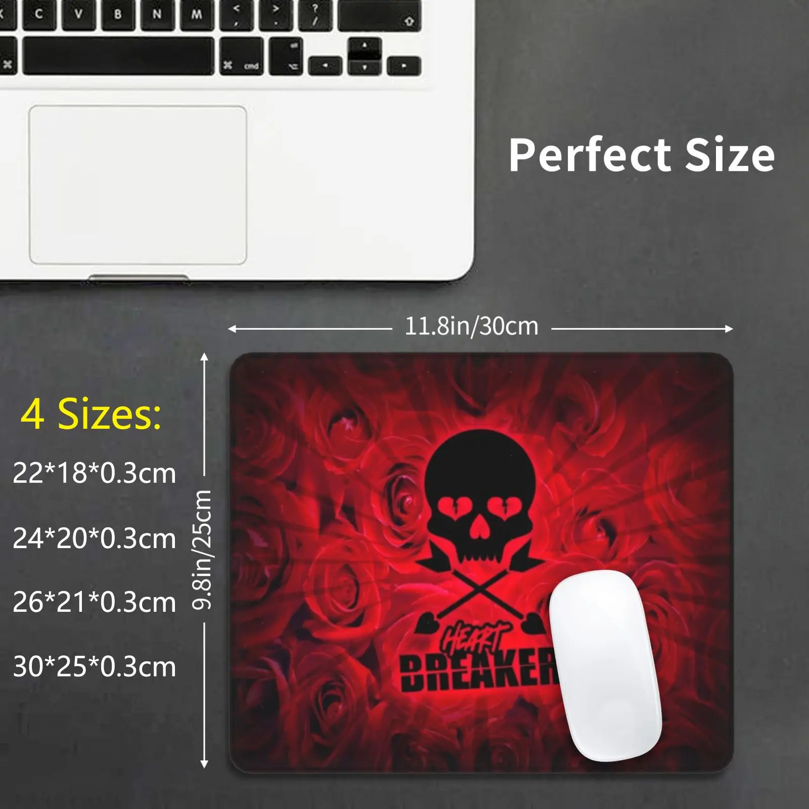 Heart Breaker Mouse Pad DIY Print Skull Skullhead Terror Break Rose Roses Red Fear Tattoo Pandafactory