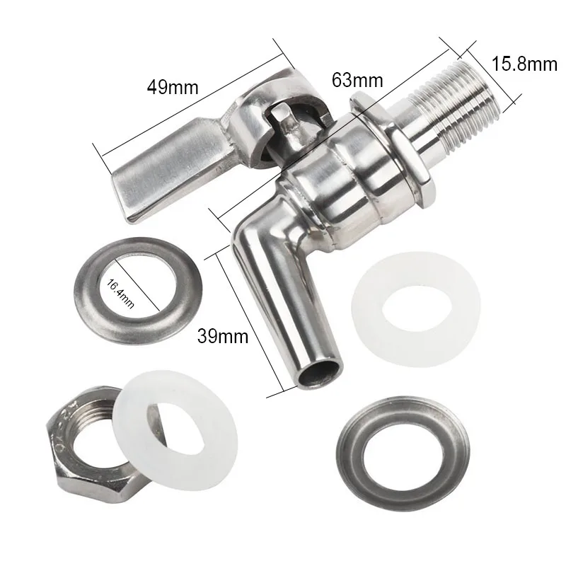 3/8\' Beverage Dispenser Faucet Tap Stainless Steel Spigot  Cold Beer Drink Juice Wine Barrel Faucet