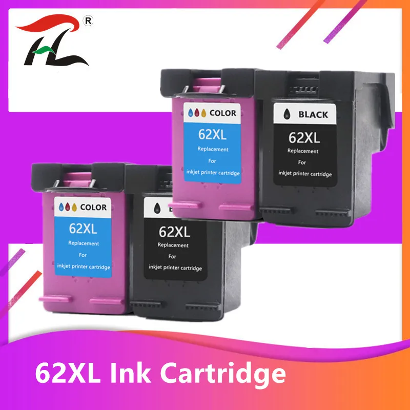 4pack Ink Cartridge 62XL compatible for hp 62 xl for hp62 for HP Envy 5540 5640 7640 5646 5541 5740 5742 5745 200 250 printer