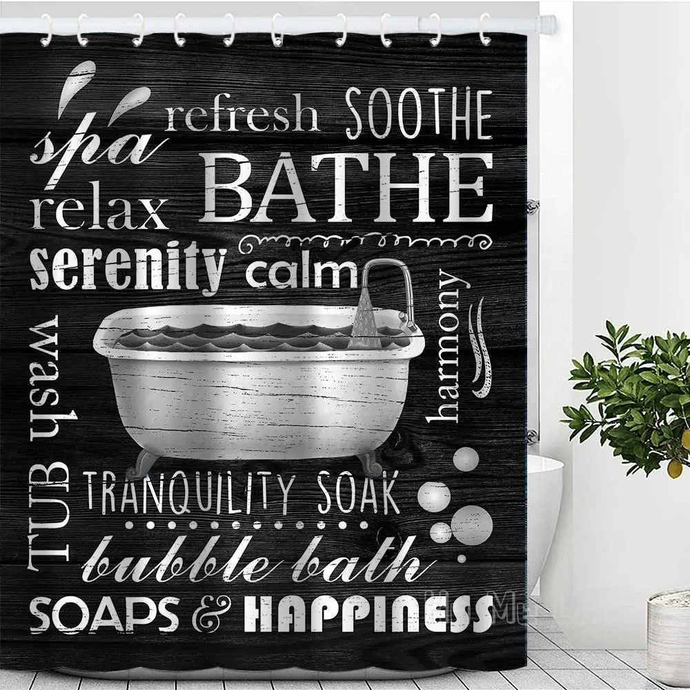 Color Valley Art Black Shower Curtain Farmhouse Bathroom Decor